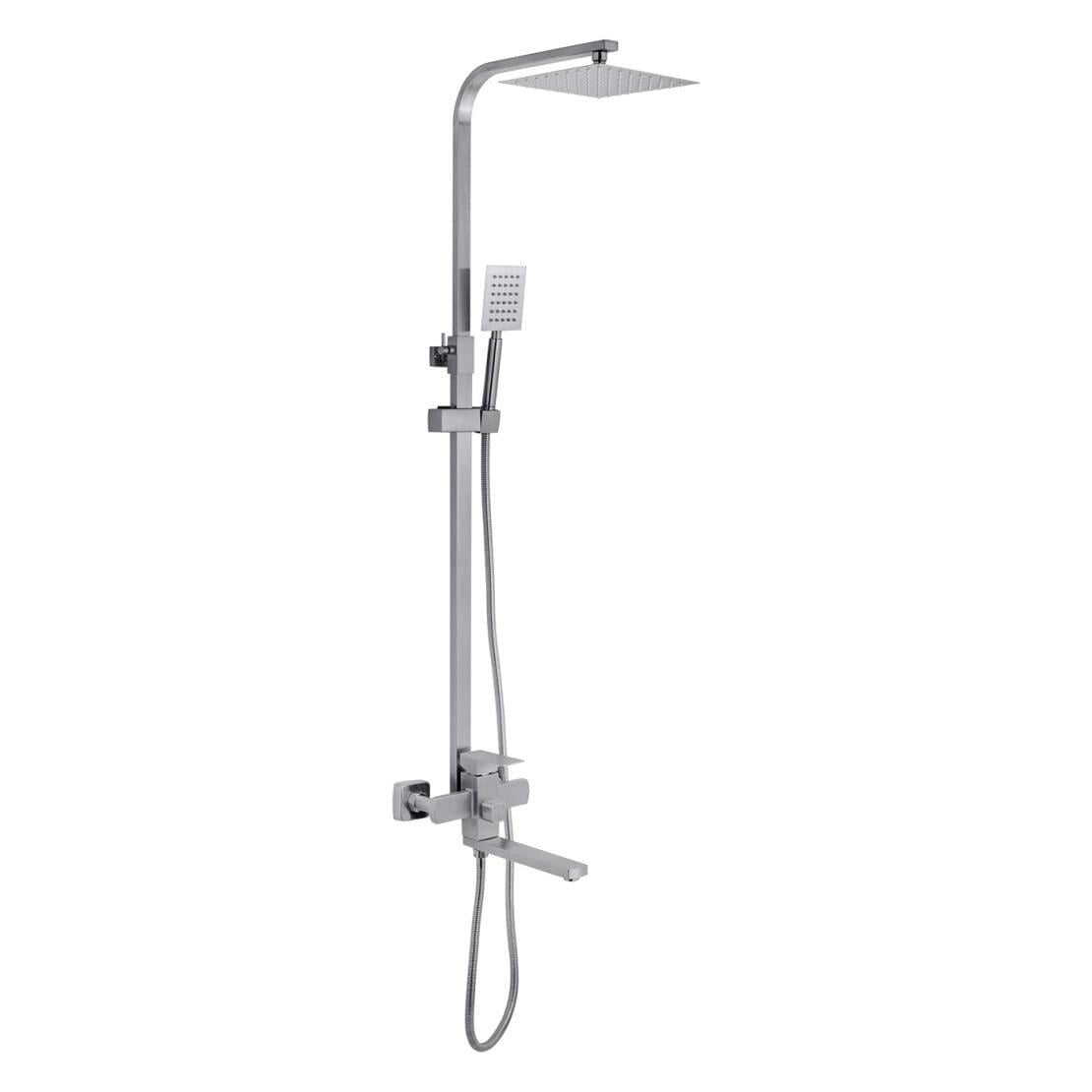 Душевая система Kroner KRP Edelstahl Kubus с изливом нержавеющая сталь Хром брашированный (ESG067)