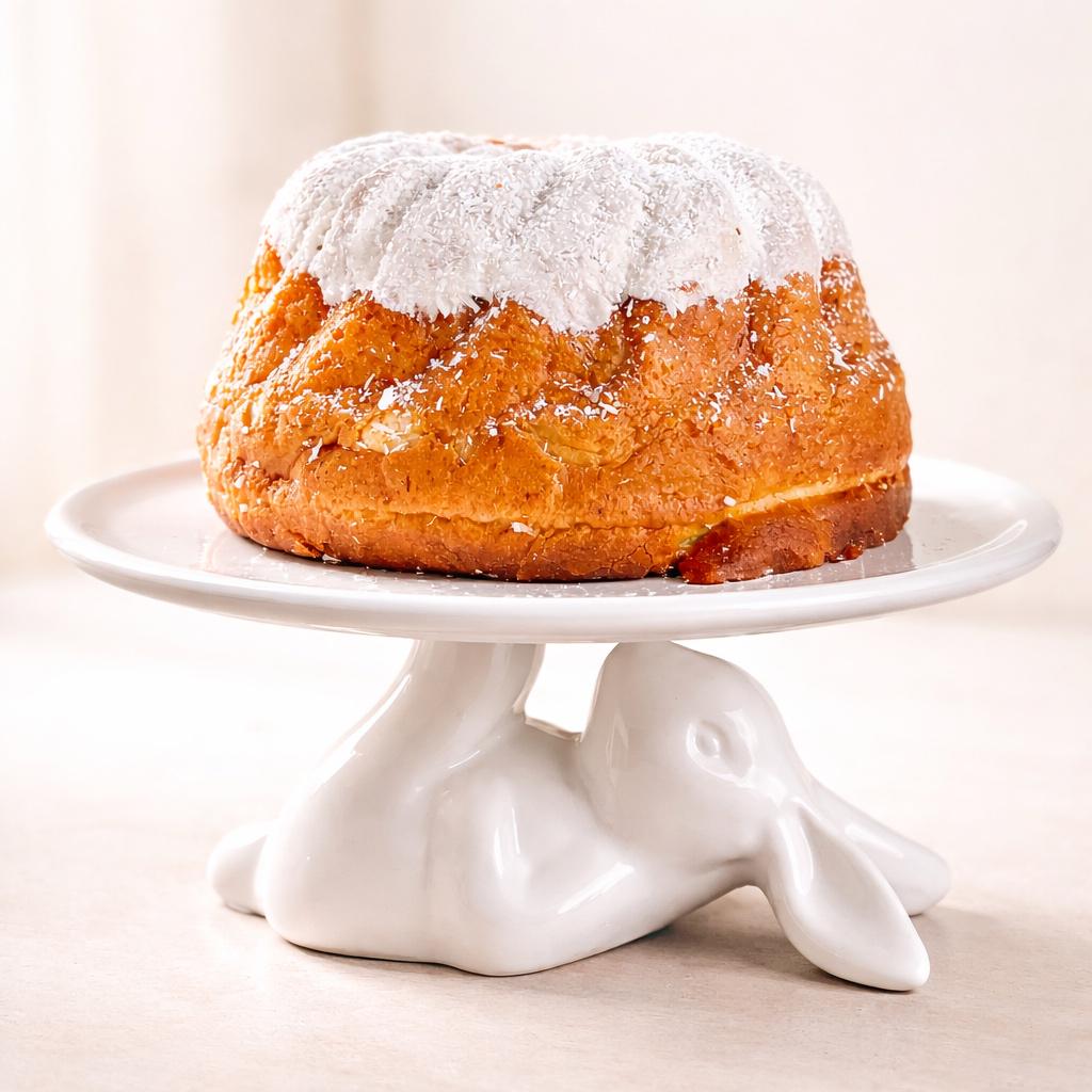 Тортівниця керамічна Білий Кролик Великодній декор та підставка для кексів 21,5 см (31992671)