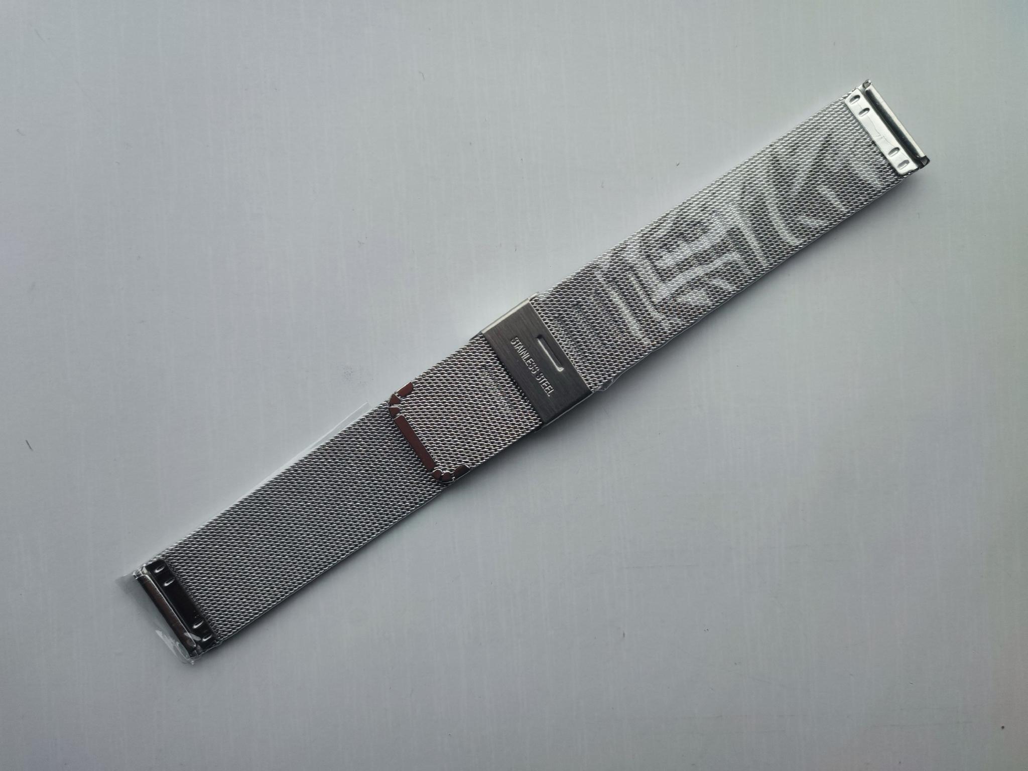 Ремешок металлический 20 мм миланская петля на застежке Серебряный (2448P)