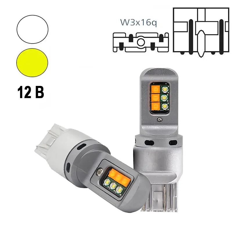 Автомобільна лампа Terra W21/5W 7443 W3x16q 3535x12SMD 12-24V Біло-жовтий (1800665107) - фото 2