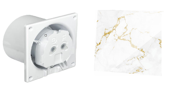 Витяжний вентилятор AirRoxy dRim 125 DTS BB на кулькових підшипниках Мармуровий/Білий/Золотистий глянець (01-069185)