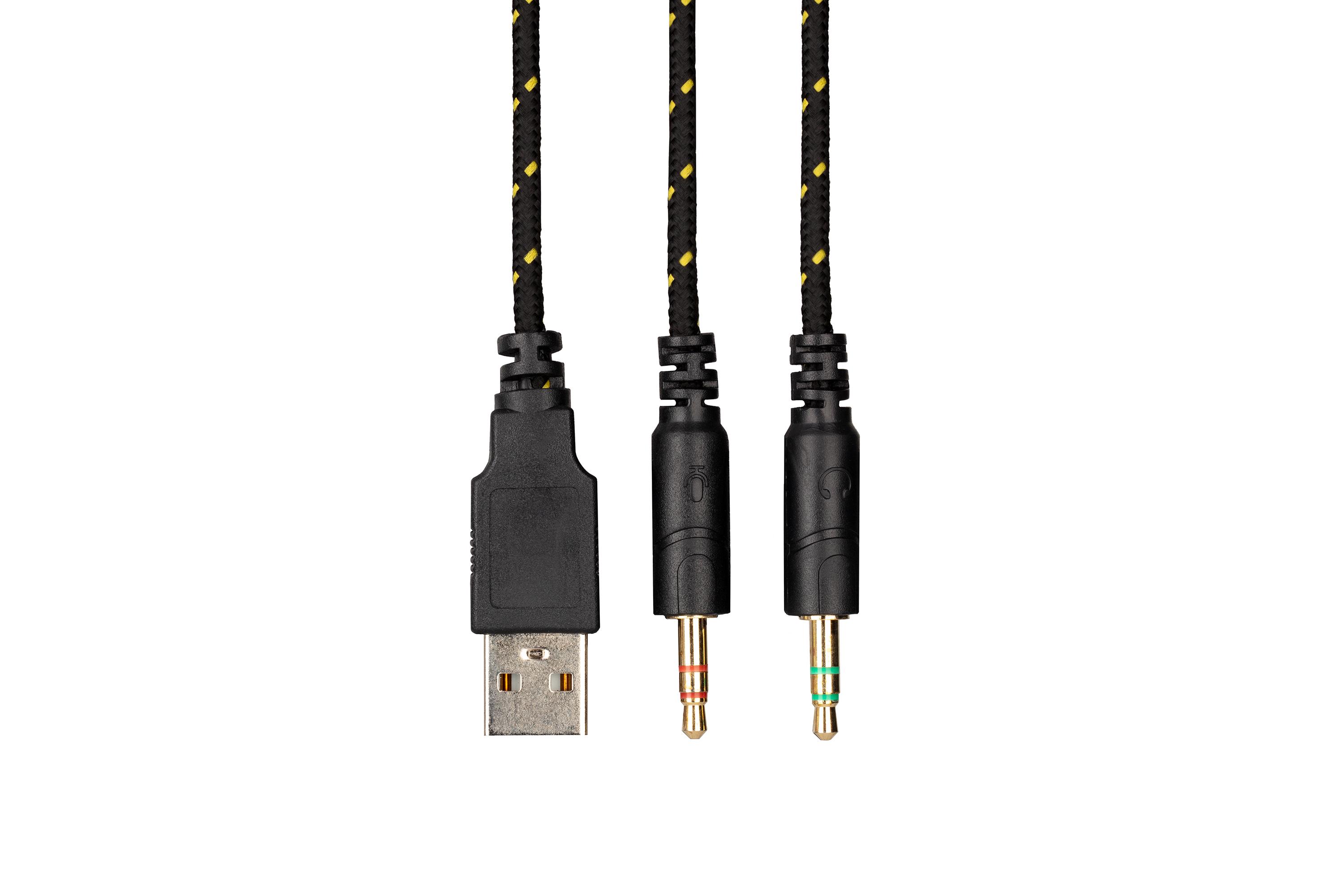 Гарнитура проводная геймерская 2E GAMING HG340 mini-jack dual 3,5 мм с подсветкой Желтый (2E-HG340YW) - фото 8