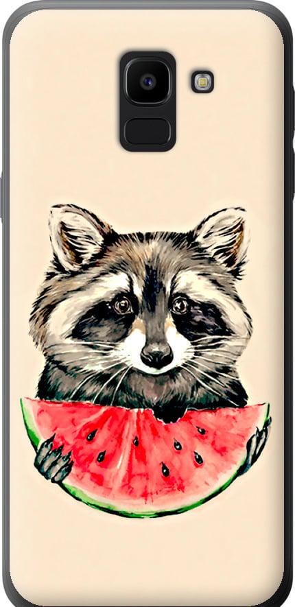 Чехол на Samsung Galaxy J6 2018 Енотик с арбузом (4605t-1486-42517)