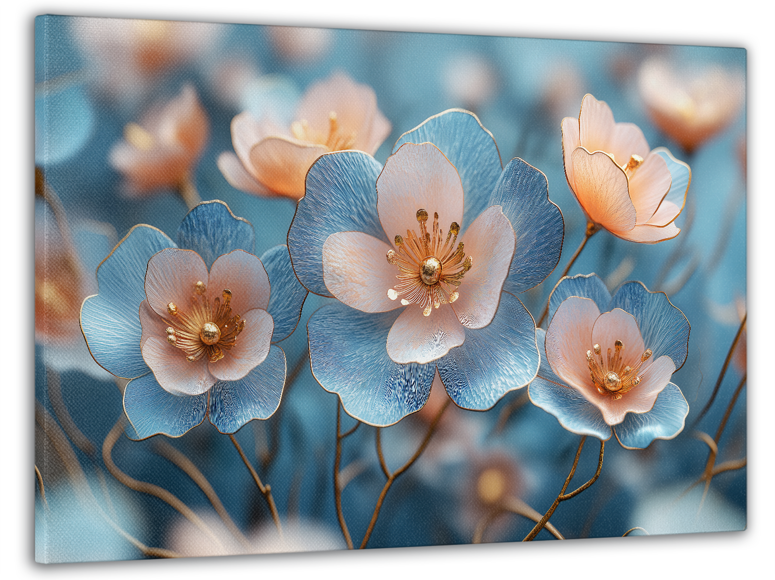 Картина на полотні Mako ніжні рожево-блакитні квіти 60x100 см (MK10601)