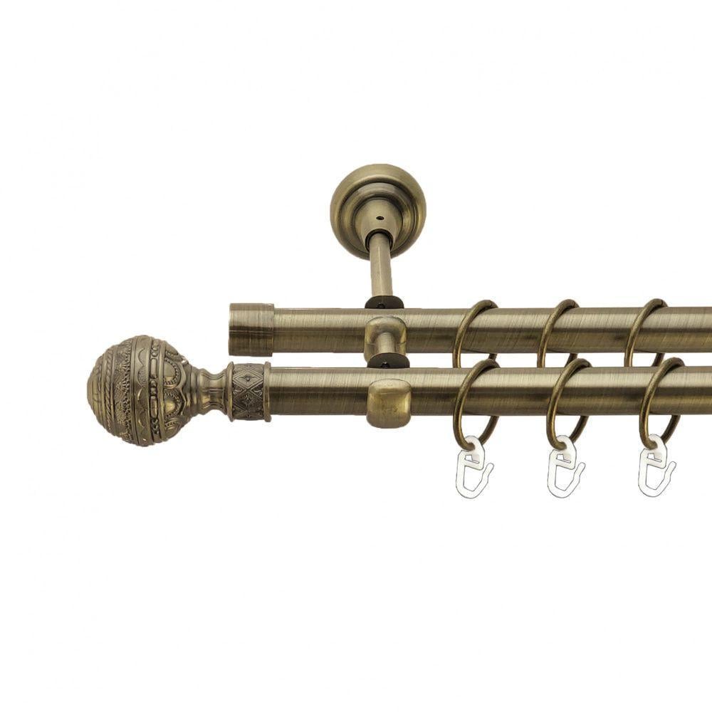 Карниз для штор Orvit Арабеска двухрядный гладкий 19/19 мм 200 см Антик (4016351)