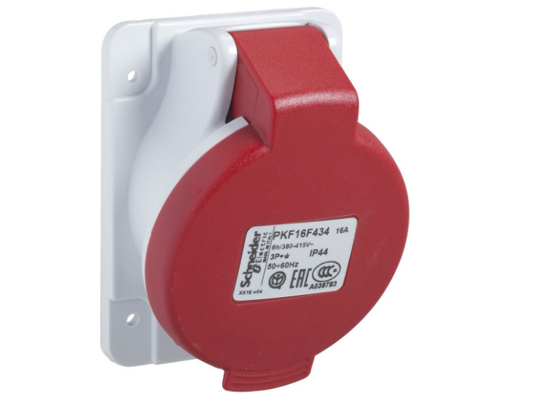 Розетка силовая панельная угловая Schneider Electric PKF32F434 3Р+PE 32А 380В IP44 (33978873)
