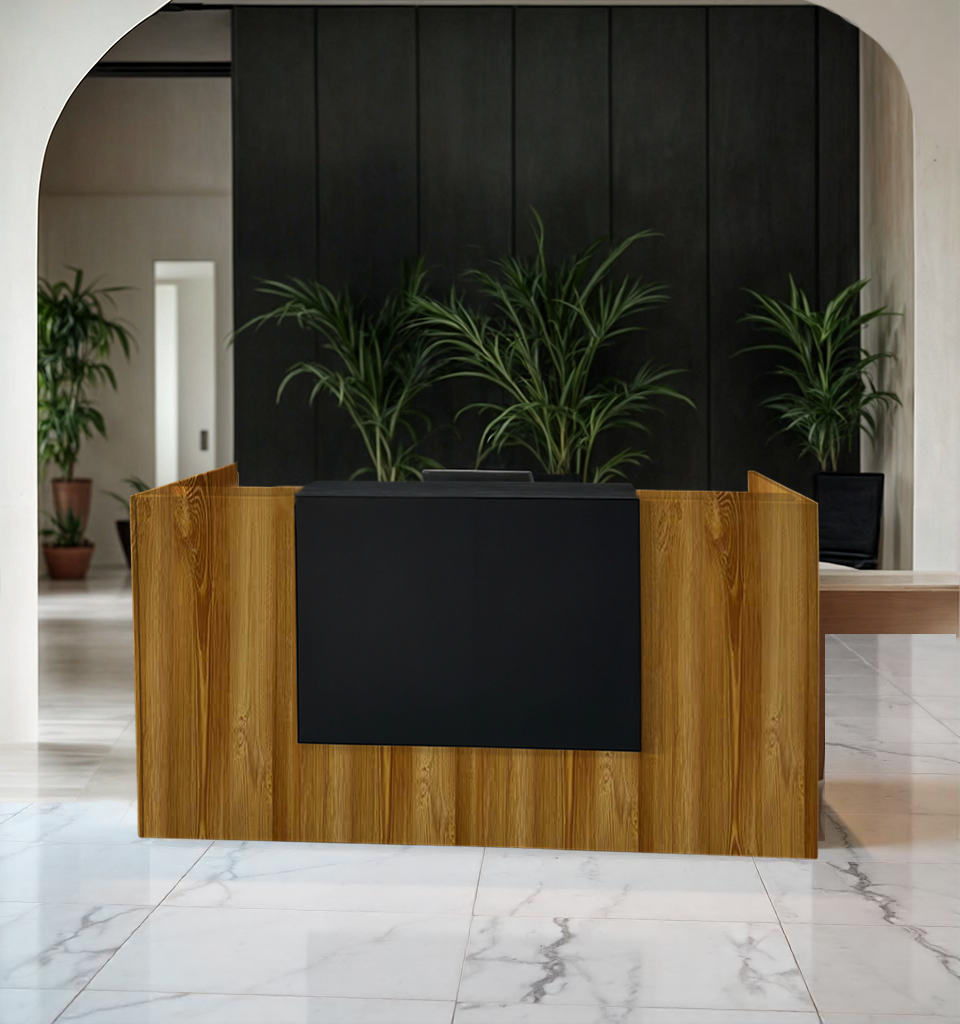 Стойка администратора Tobi Sho Ресепшн/1 для офиса/салона с подсветкой и ящиками/2000х800х1000 мм Фаервуд/Черный - фото 2 Стойка администратора Tobi Sho Ресепшн/1 для офиса/салона с подсветкой и ящиками/2000х800х1000 мм Фаервуд/Черный - фото 2