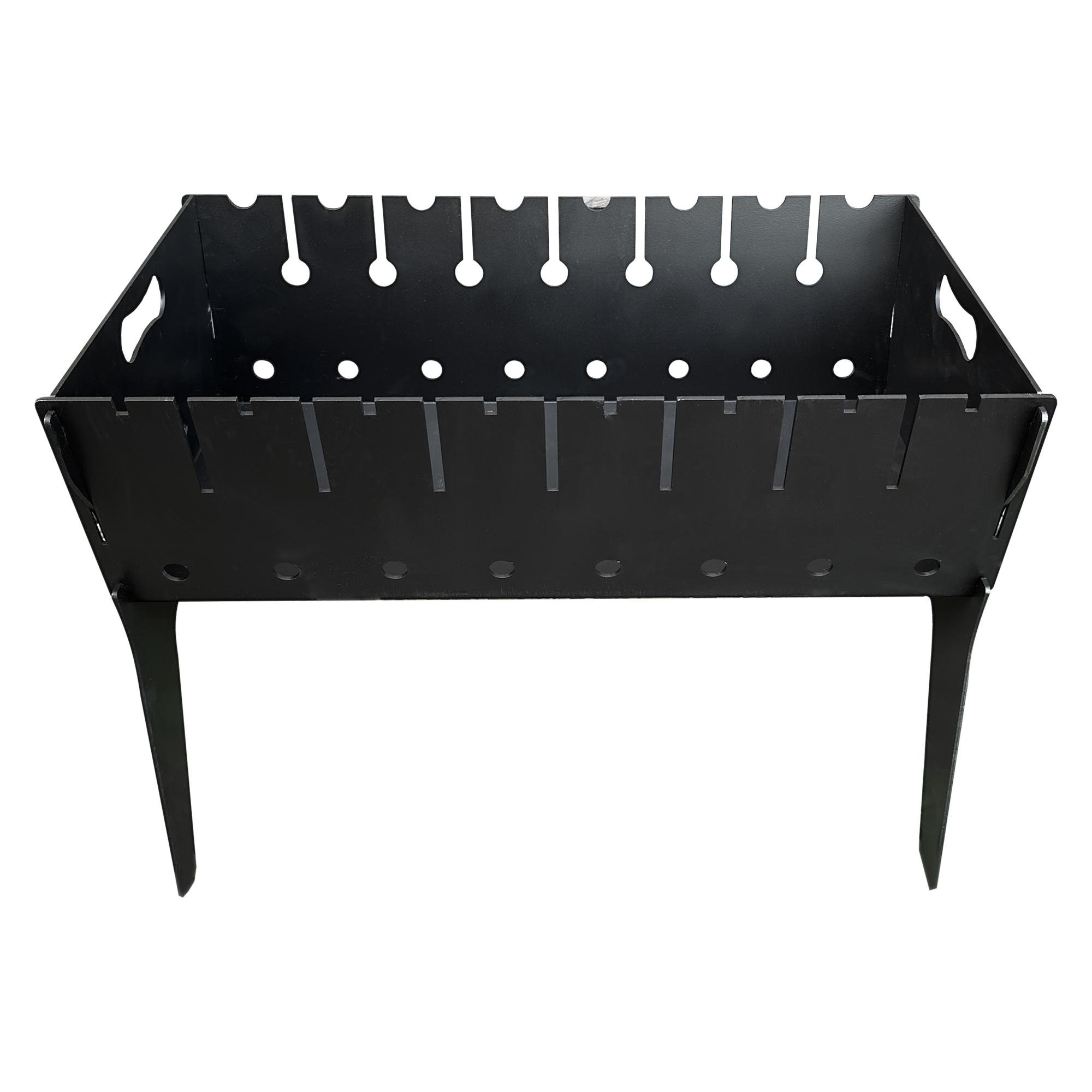 Мангал разборный Mzavod Феникс стальной двухуровневый на 8 шампуров 3 мм 54,5x32,3x40 см Черный (136-17-1060610100001)