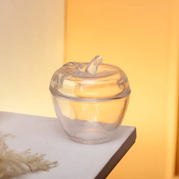 Конфетница в форме яблока стеклянная с крышкой Прозрачный (HP-4-101) - фото 4