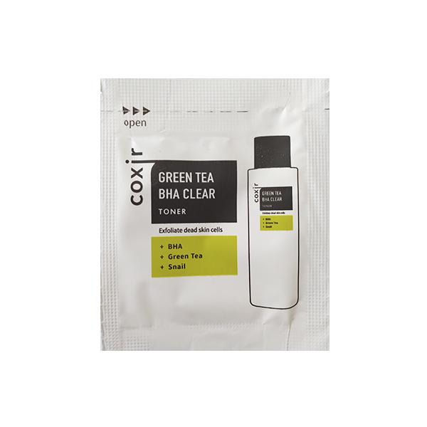 Пробник очищающий тонер для лица Coxir Green Tea BHA Clear Toner Pouch 2 мл