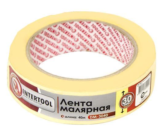 Лента малярная Intertool DM-3040 30 мм 40 м Желтый (10090569)