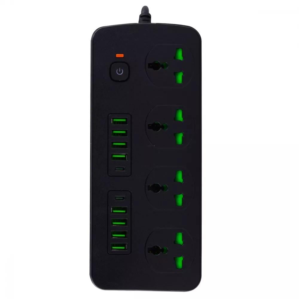 Сетевой фильтр T91 4 розетки/8xUSB/2 Type-C 2 м Black (bab02081)