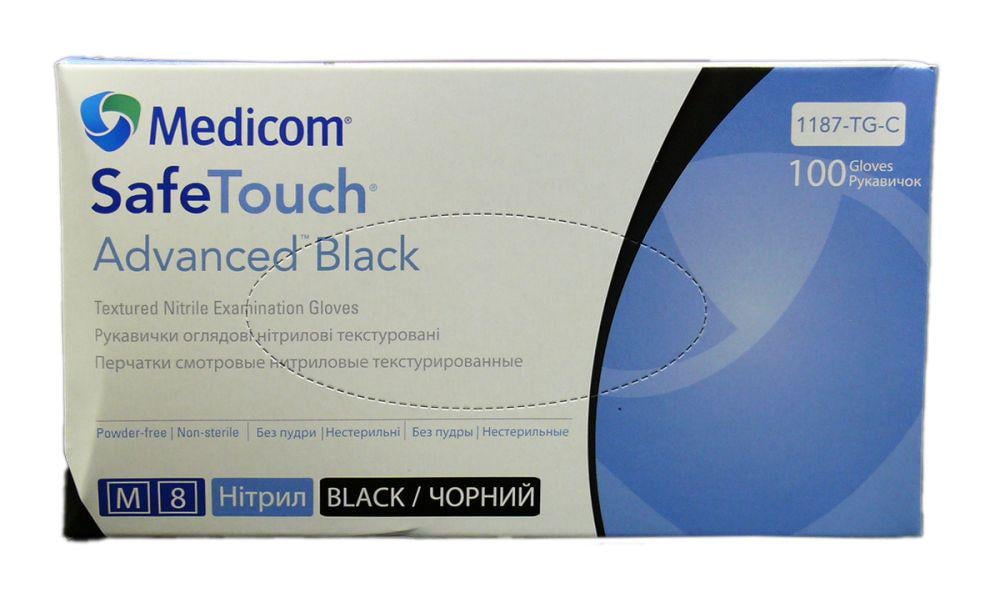 Перчатки смотровые Medicom нитриловые текстурированные Safe Touch Advanced M 100 шт. (21097)