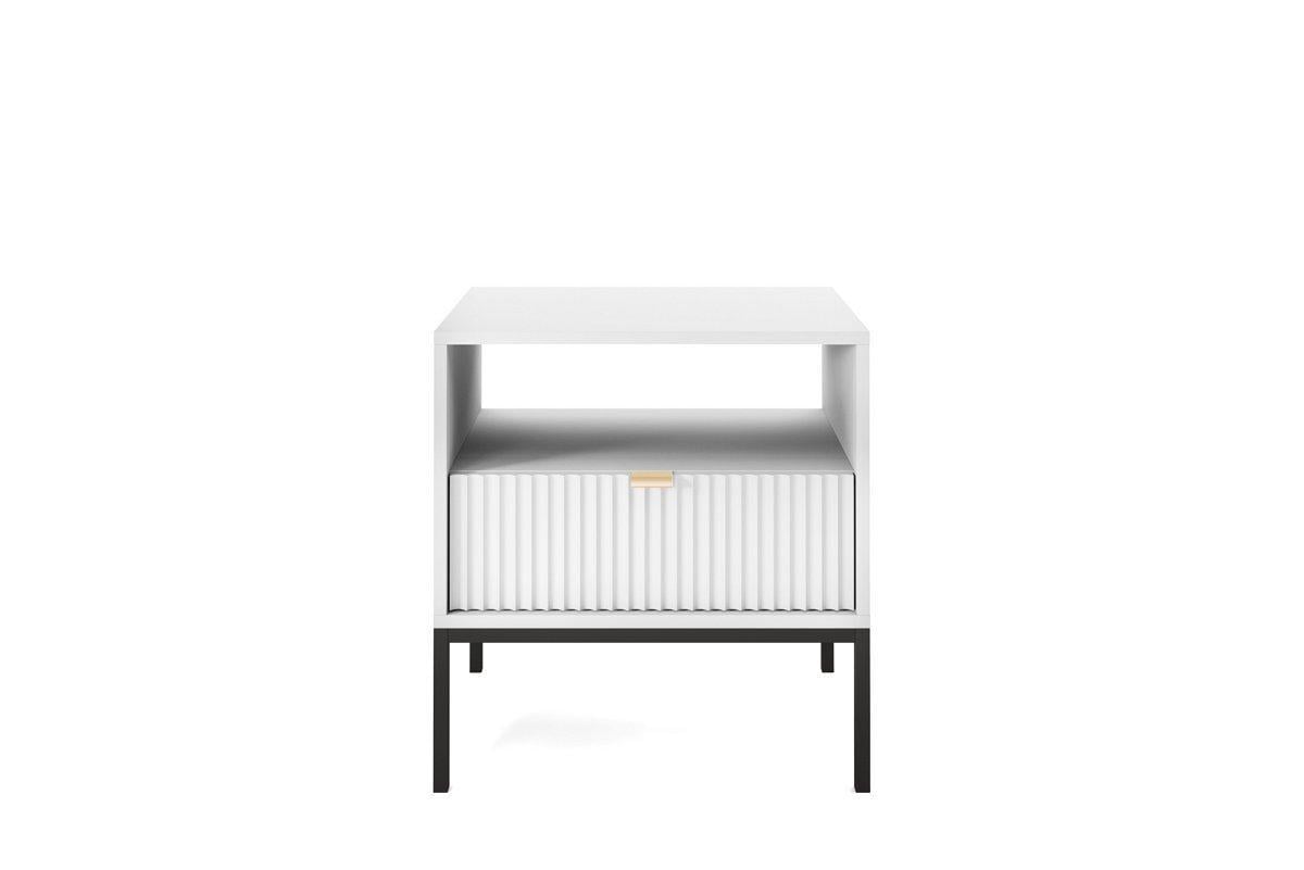 Тумба прикроватная Perfect Home Nova RTV135 MDF с 1 ящиком и черными ножками S54 Белый (PFH-091260)