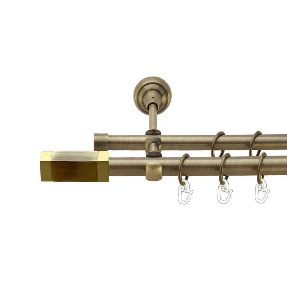 Карниз для штор Orvit Квадро дворядний гладкий 19\16 мм 240 см Античний (00-00013302)