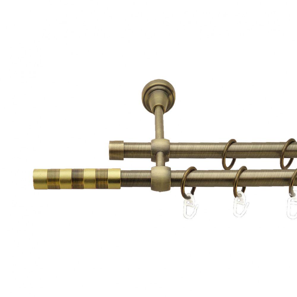 Карниз Orvit Сігма металевий дворядний литий гладка труба кільце металеве 16/16 мм 200 см Антик (3527305)