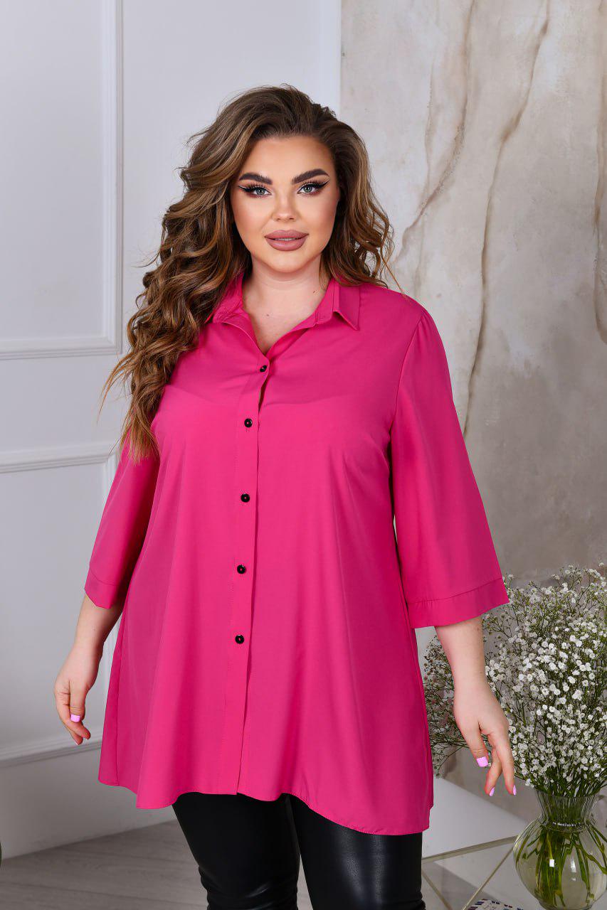 Блузка свободного фасона р. 60-62 Розовый (7018)