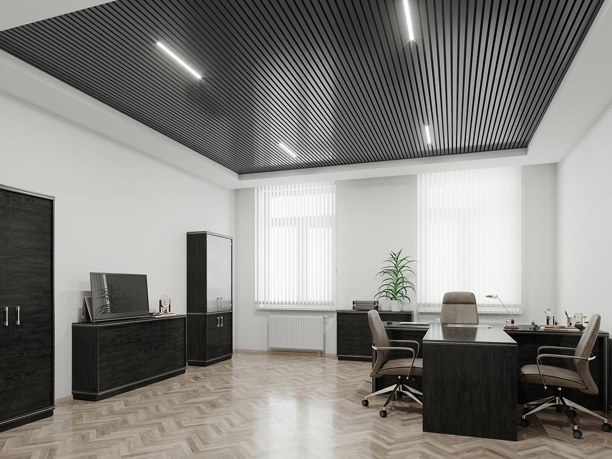 Потолок реечный кубообразный 35х95 модуль 100 мм 7024 Антрацит