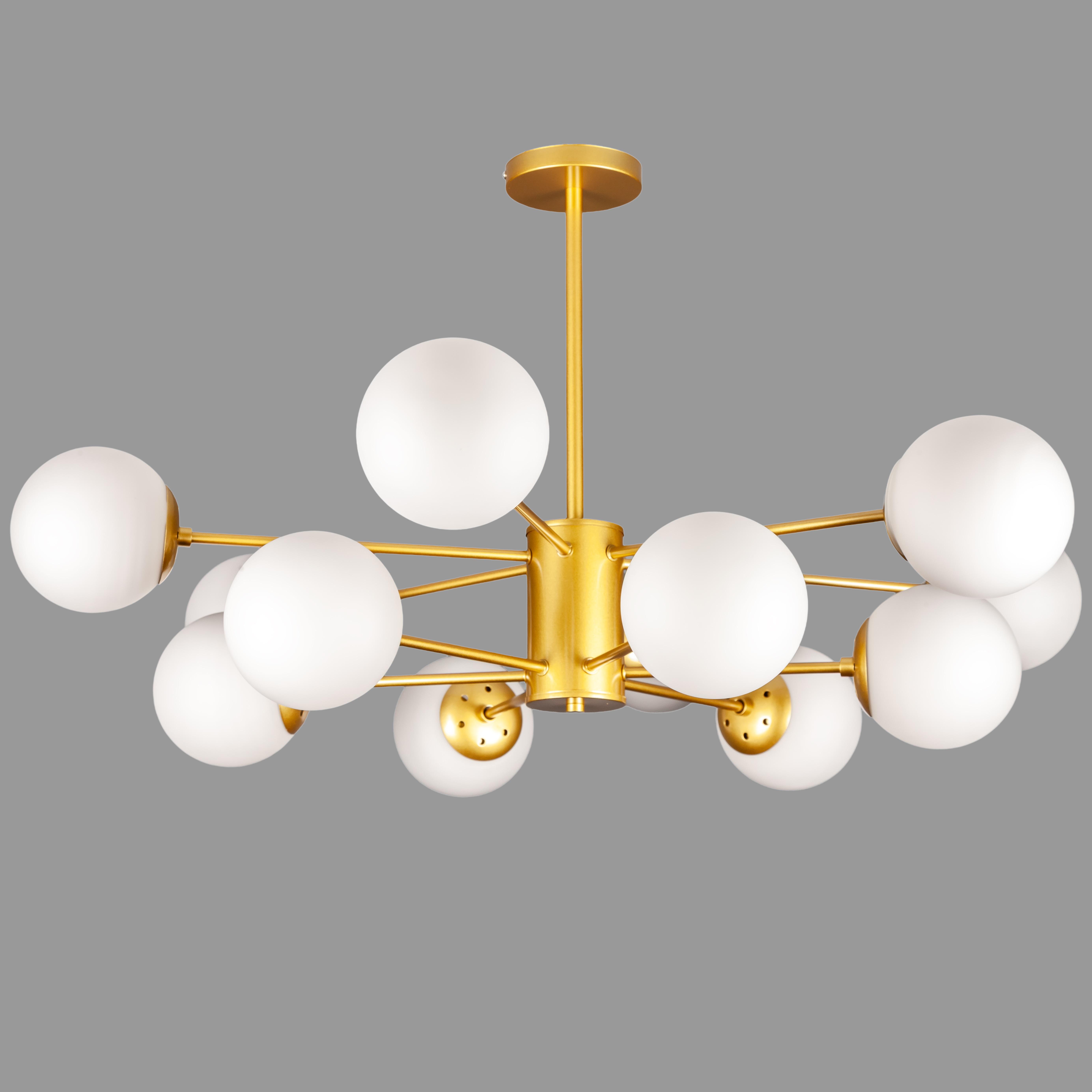 Люстра современная 12 ламп 95х42 см Золотой (52-6033-12 GD+WH)