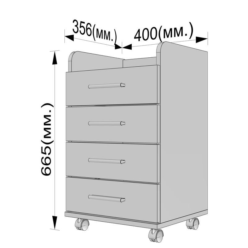 Тумба для мастера салона на роликах 4 ящика 400х664х356 мм Черный (РА-36) - фото 4 Тумба для мастера салона на роликах 4 ящика 400х664х356 мм Черный (РА-36) - фото 4