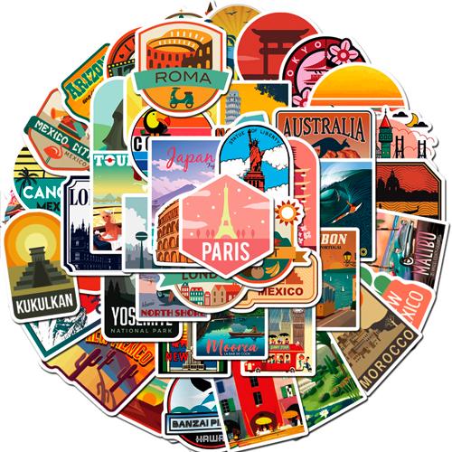 Набор наклеек Города Cities 50 шт. (3195)