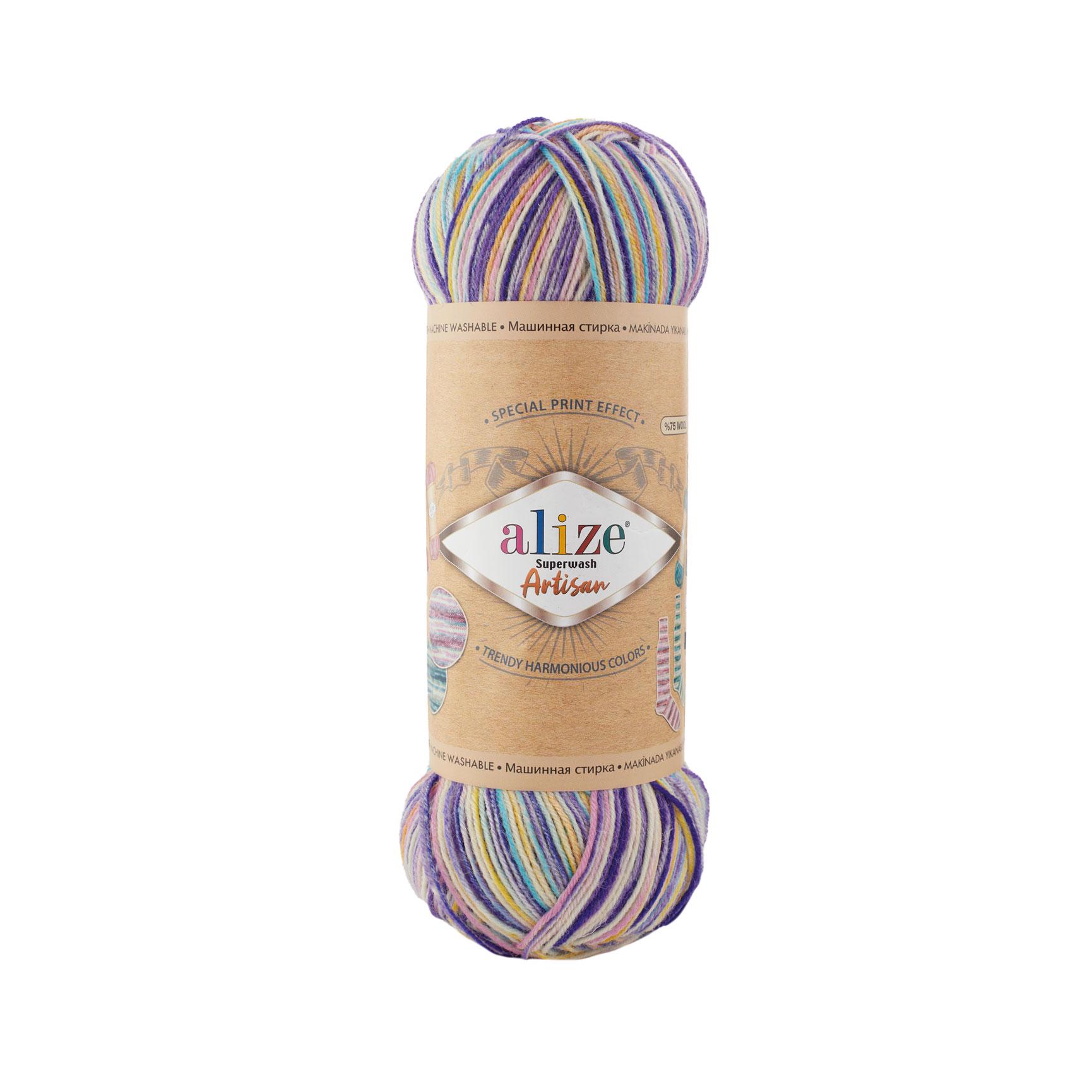 Пряжа носочная Alize Superwash Artisan 9003 лиловый меланж (2696)
