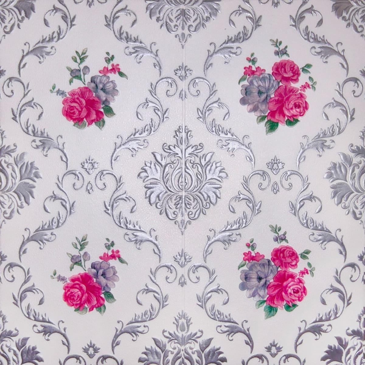 Панель 3D самоклеющаяся декоративная Sticker Wall вензель 700x700x5 мм Серебро