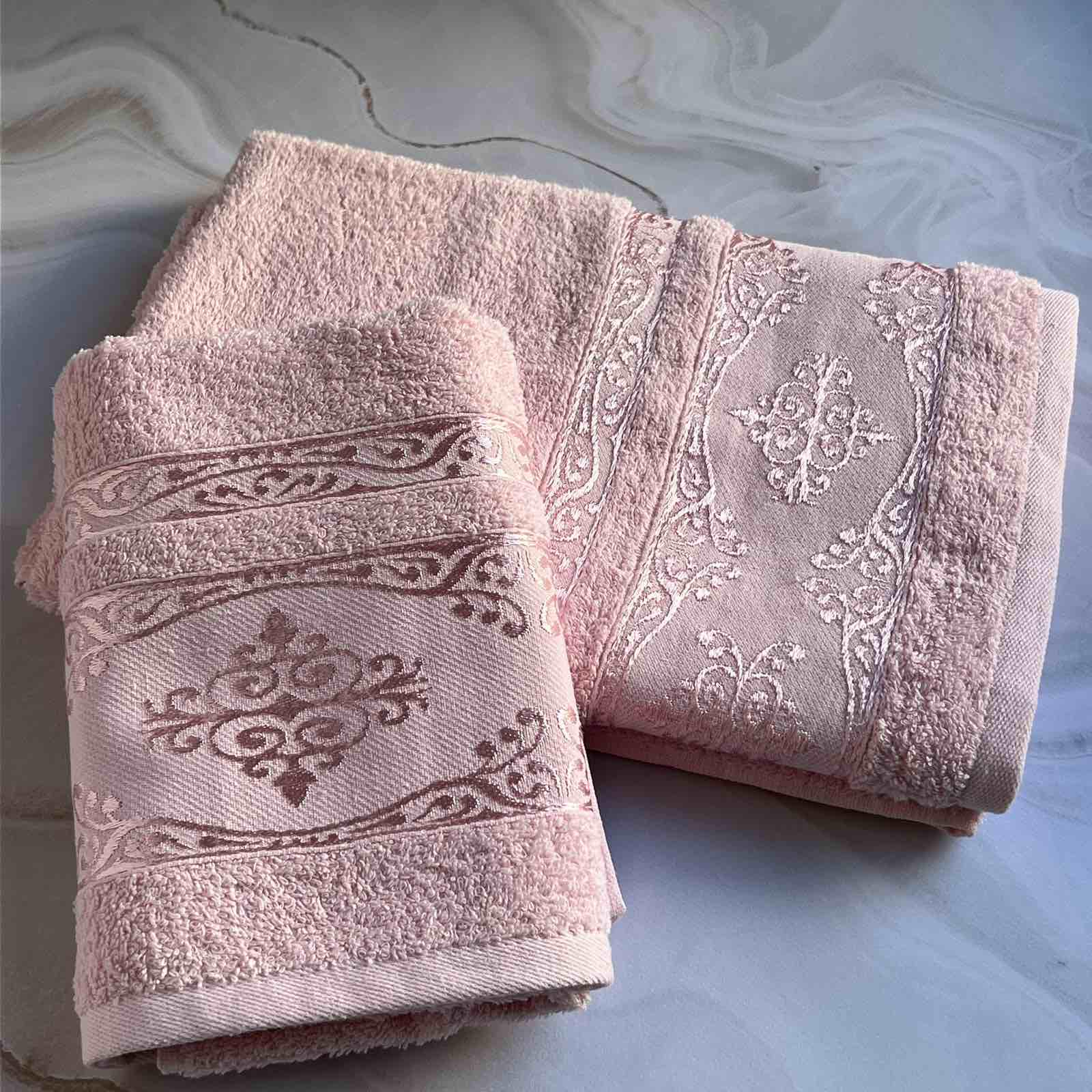 Набір рушників банне та для обличчя 70х40 см/50х90 см 2 шт. Рожевий (mame2v1cic2pembe) - фото 1