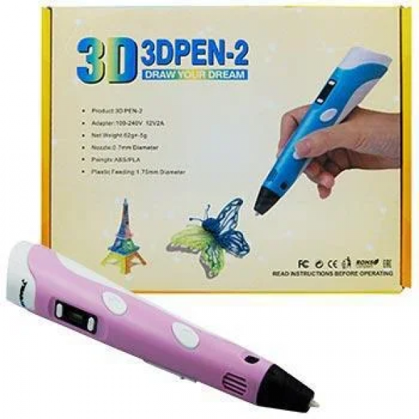 3D Ручка з ЖК-дисплеєм Smart Pro 3D Pen в наборі Трафарети і 79м пластика Рожевий - фото 5