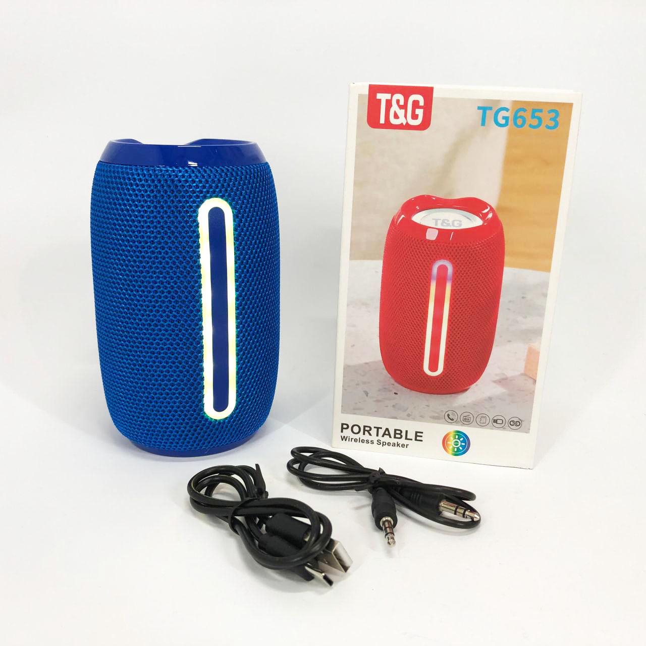 Портативна Bluetooth-колонка TG653 USB з ремінцем Синій - фото 3