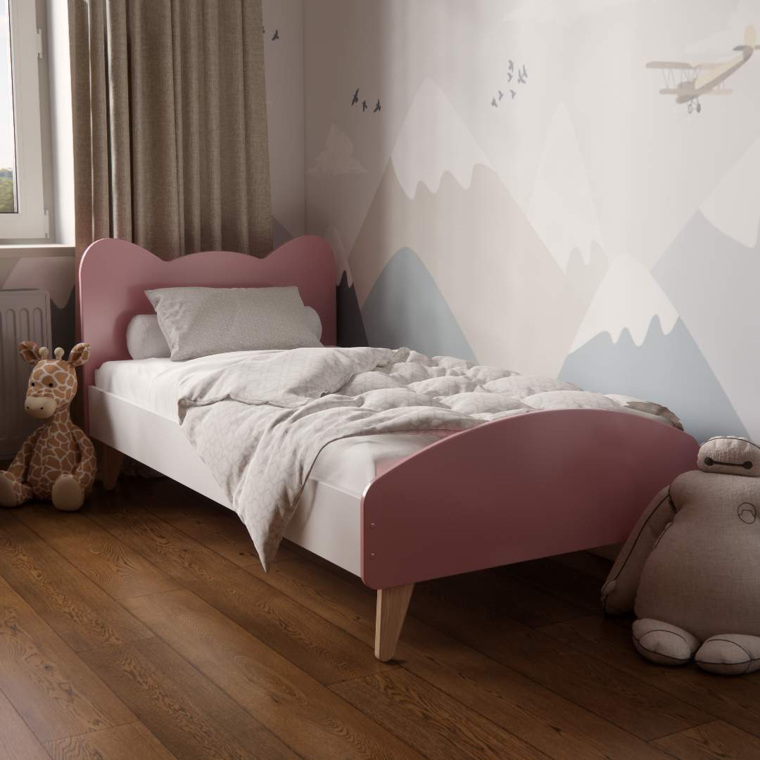 Ліжко дитяче Котик для дітей 3-10 років для дівчат 160х80 см Рожевий