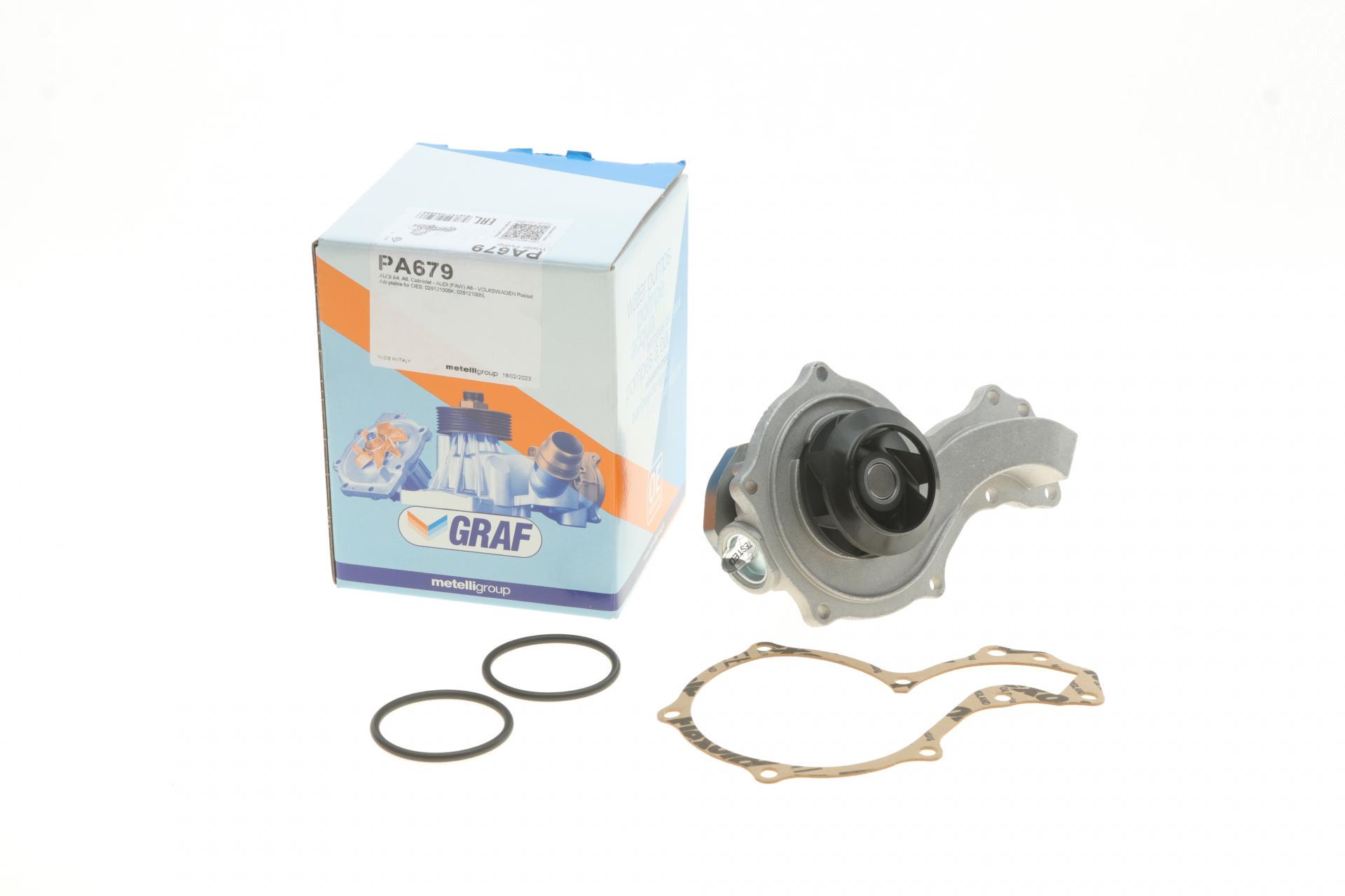 Водяна помпа Graf Audi A4-A6/VW Passat 1.6/1.8/1.8T/quattro 94-05 B/B 7 лопастей (PA679)