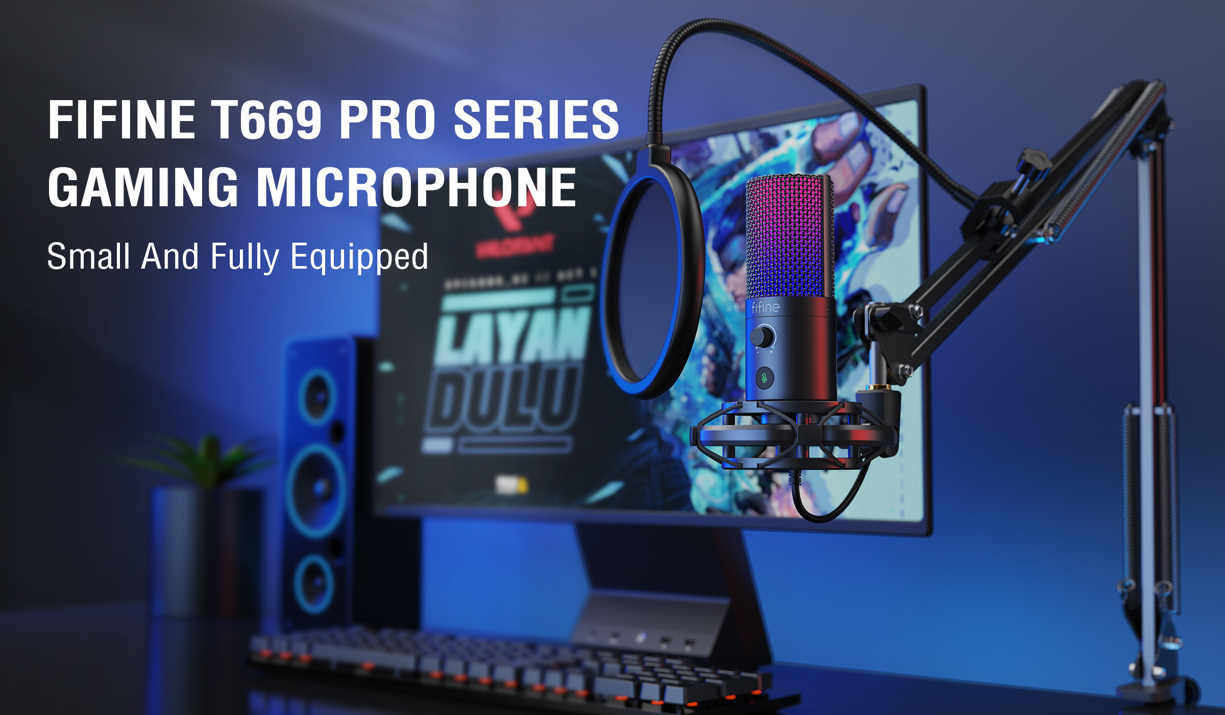 Мікрофон конденсаторний FIFINE T669 Pro3 RGB з поп-фільтром Shock Mount & Gain Control (17809235) - фото 6