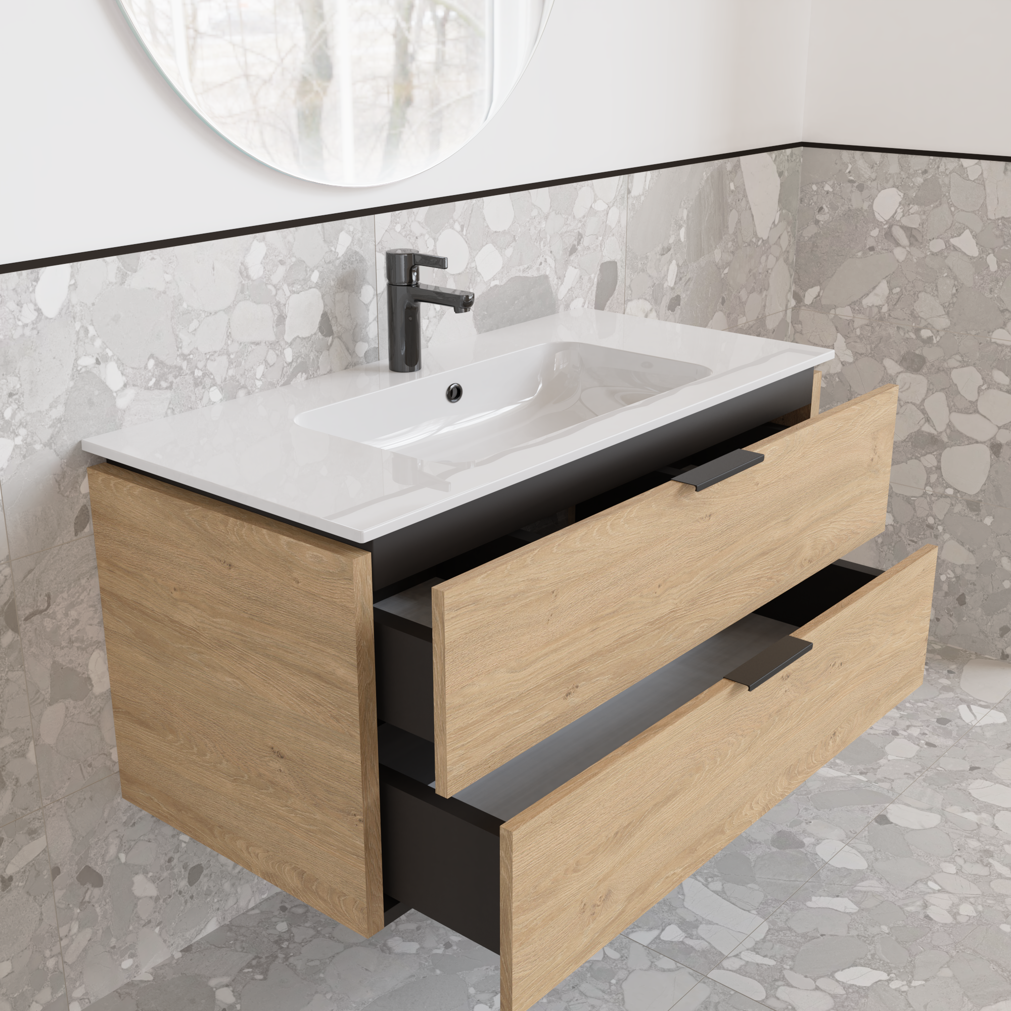 Тумба подвесная с раковиной MVK Vostok Icon 100 В2 1000х450х530 мм Дуб каменный (p2100db) - фото 3 Тумба подвесная с раковиной MVK Vostok Icon 100 В2 1000х450х530 мм Дуб каменный (p2100db) - фото 3