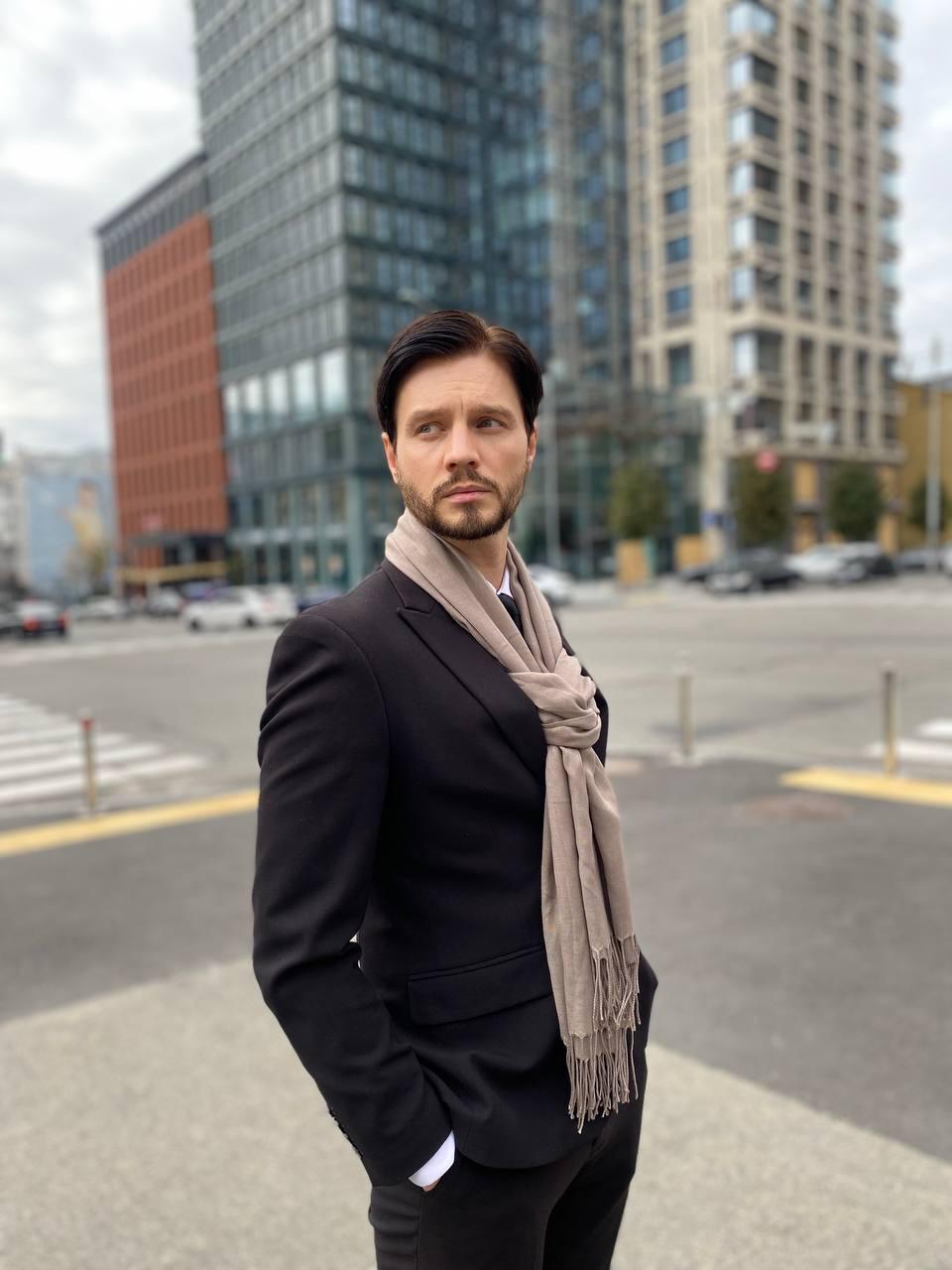 Шарф чоловічий My Scarf Мілан 180х60 см Бежевий (29512446)