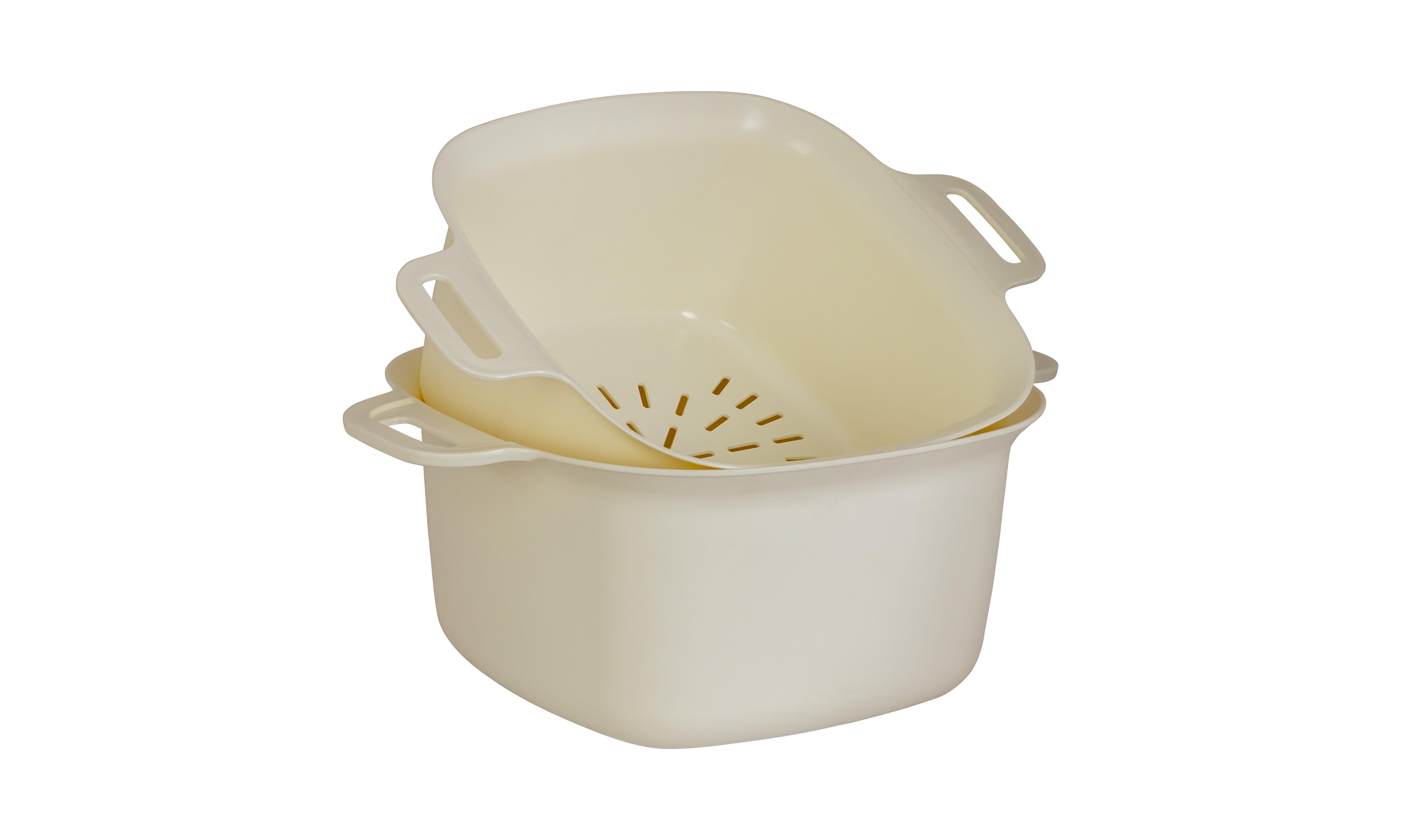 Миска квадратная Ekodeo c дуршлагом и ручками 3 л Бежевый (P92217 18 BG)