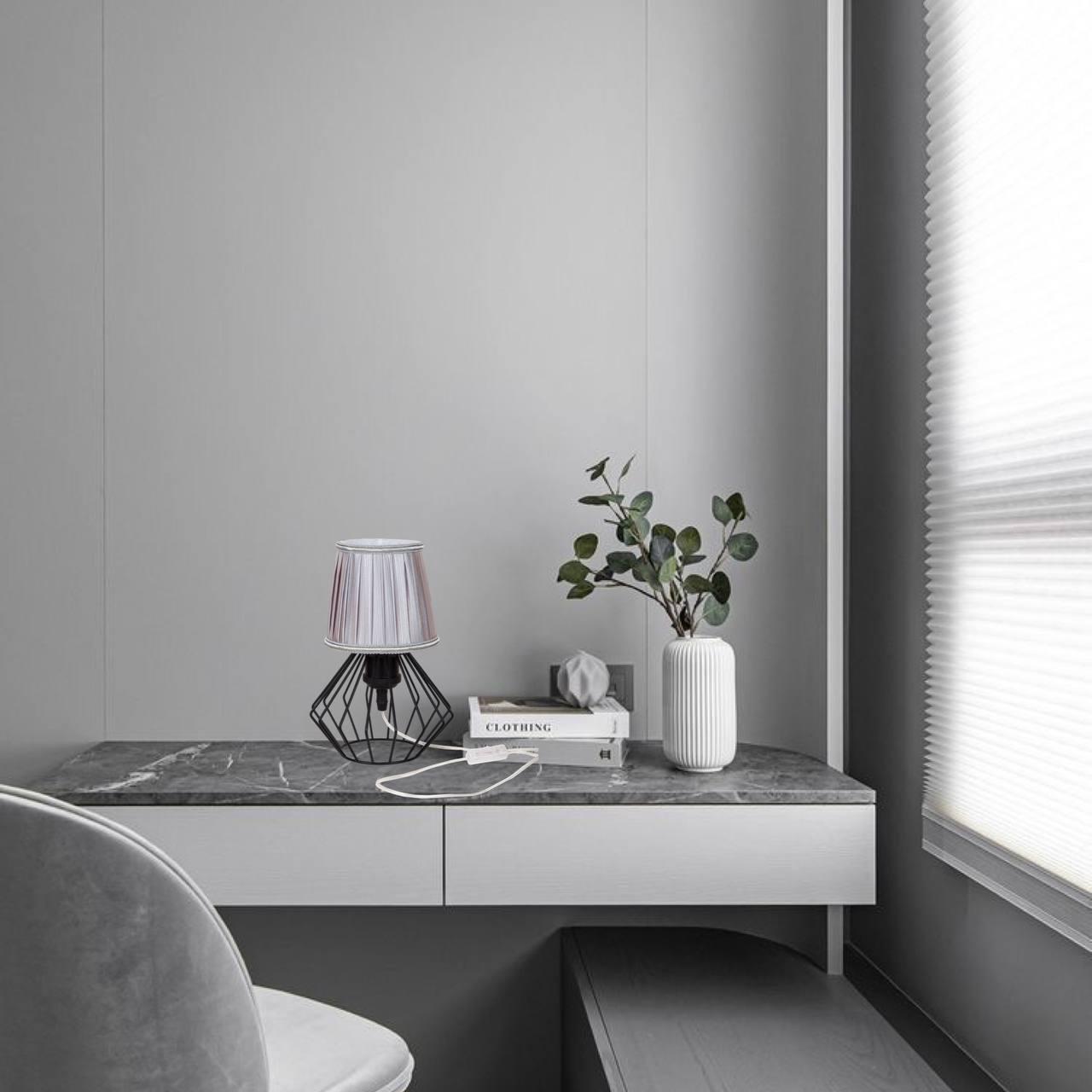 Лампа/нічник настільна зі абажуром Срібний (56-T108F03 BK+SL) - фото 3