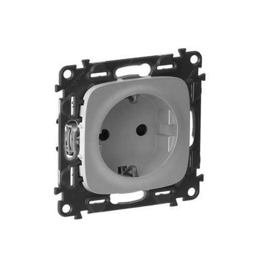 Розетка Legrand Valena ALLURE 2К+С силовая для скрытого монтажа Алюминий (753920)