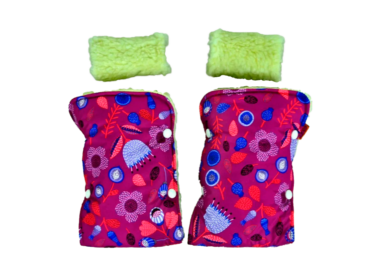 Муфта и перчатки для коляски/санок меховые Розовый (63-75-72)