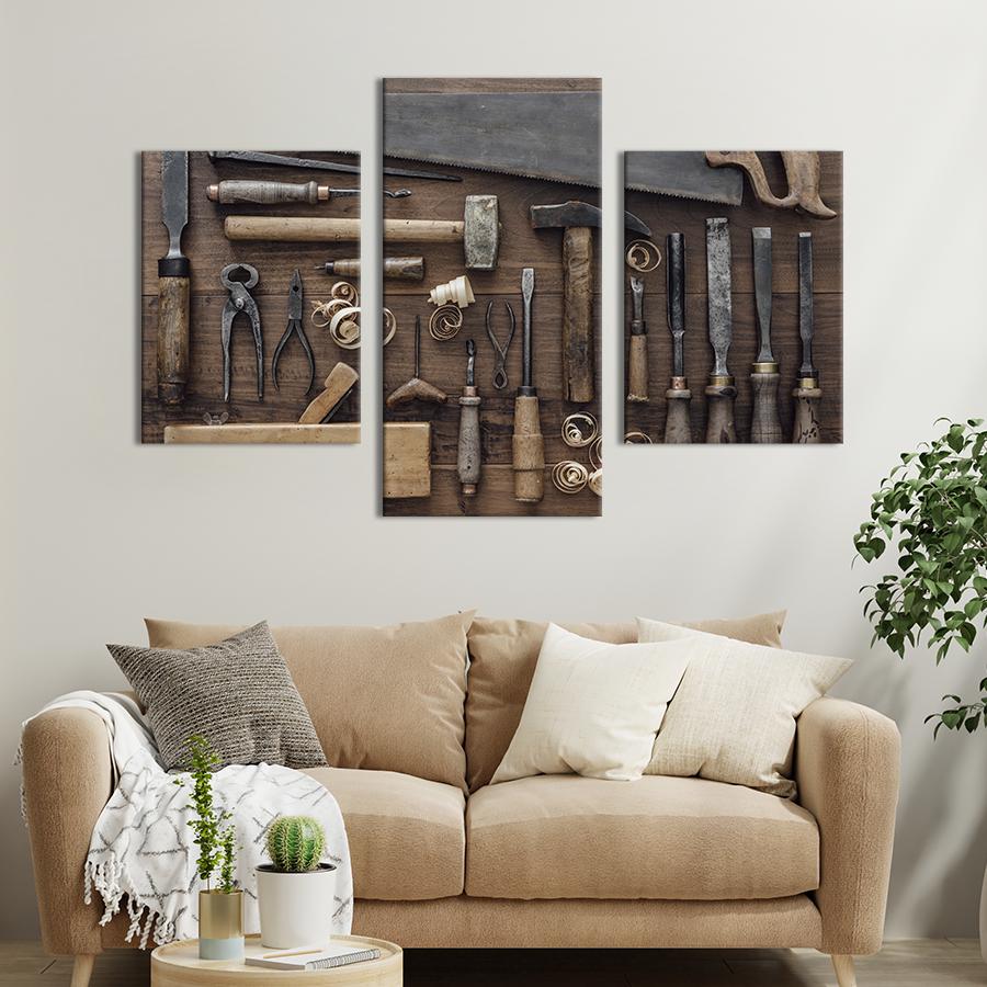 Картина для интерьера Инструменты для мастерской столяра 141x90 см (519-32)