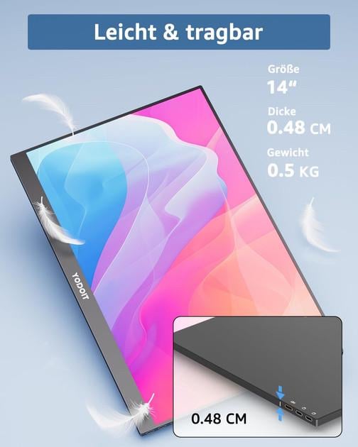 Монітор портативний 14” Yodoit PTM14 Full HD IPS 60 Гц тонкий екран - фото 2 Монітор портативний 14” Yodoit PTM14 Full HD IPS 60 Гц тонкий екран - фото 2