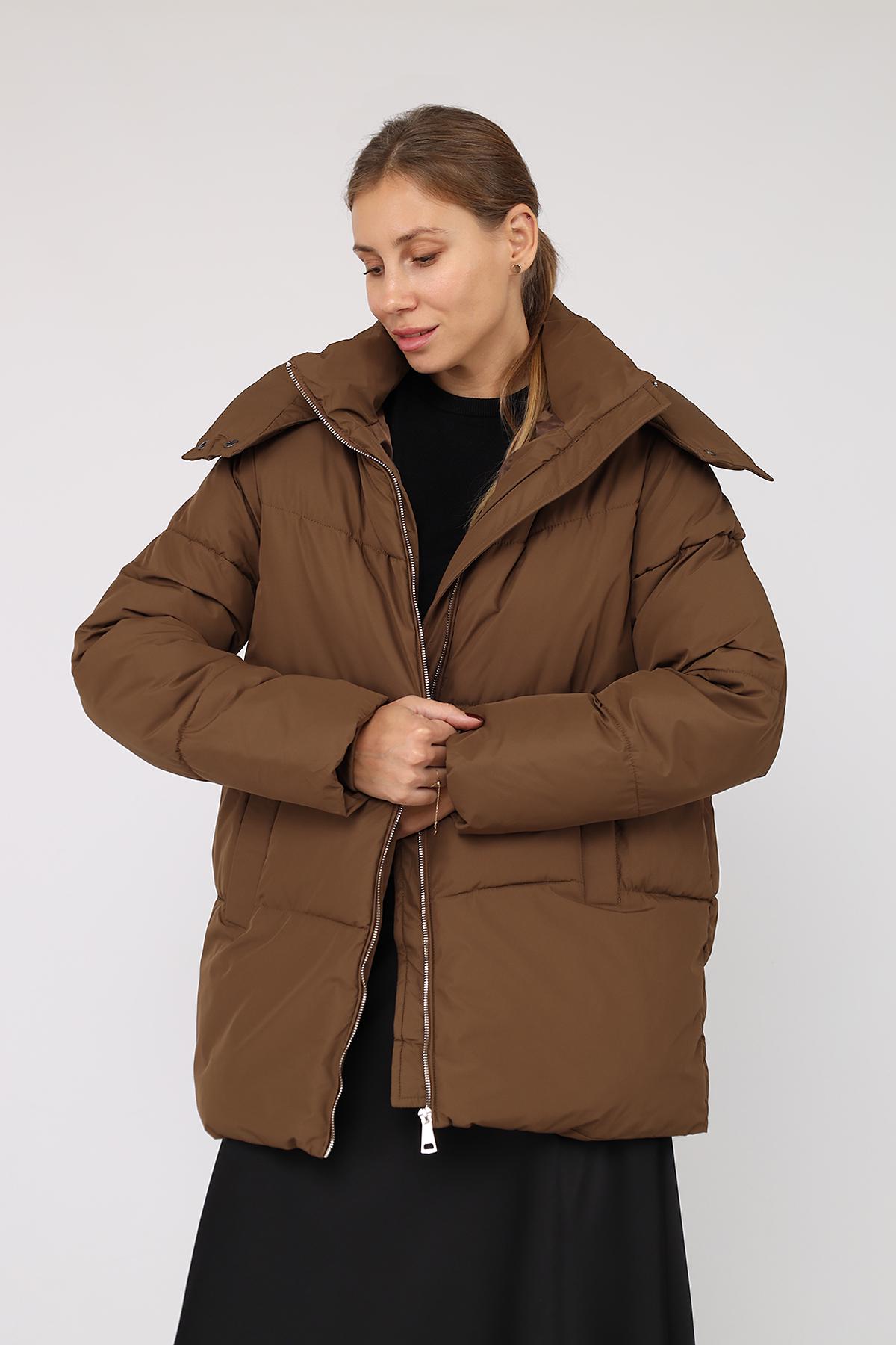 Куртка короткая женская цвет коричневый 50 ЦБ-00279714