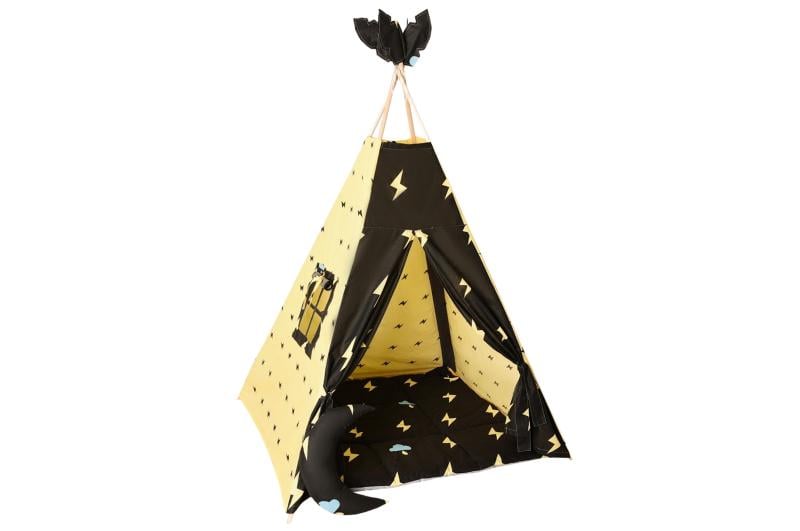 Вигвам-палатка детская Vigvam Молнии каркасный 100х100х150 см Черный/Желтый (OTH9155) - фото 1