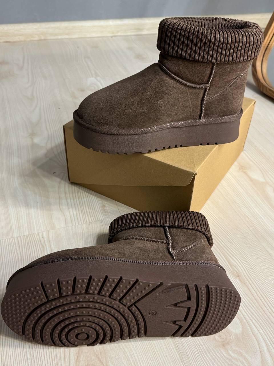 Угги женские Hengji 56-7 с манжетом носком на высокой подошве р. 40 Коричневый (5745) - фото 3 Угги женские Hengji 56-7 с манжетом носком на высокой подошве р. 40 Коричневый (5745) - фото 3