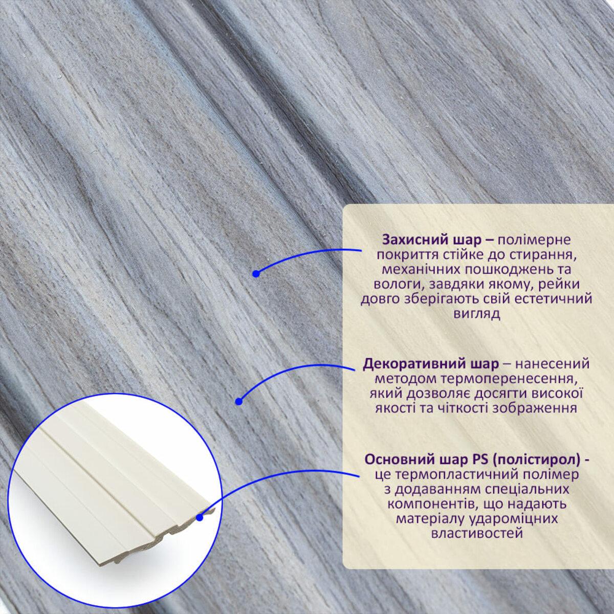 Рельс декоративный PS 2900х120х12 мм Серое дерево (SW-00002142) - фото 2 Рельс декоративный PS 2900х120х12 мм Серое дерево (SW-00002142) - фото 2