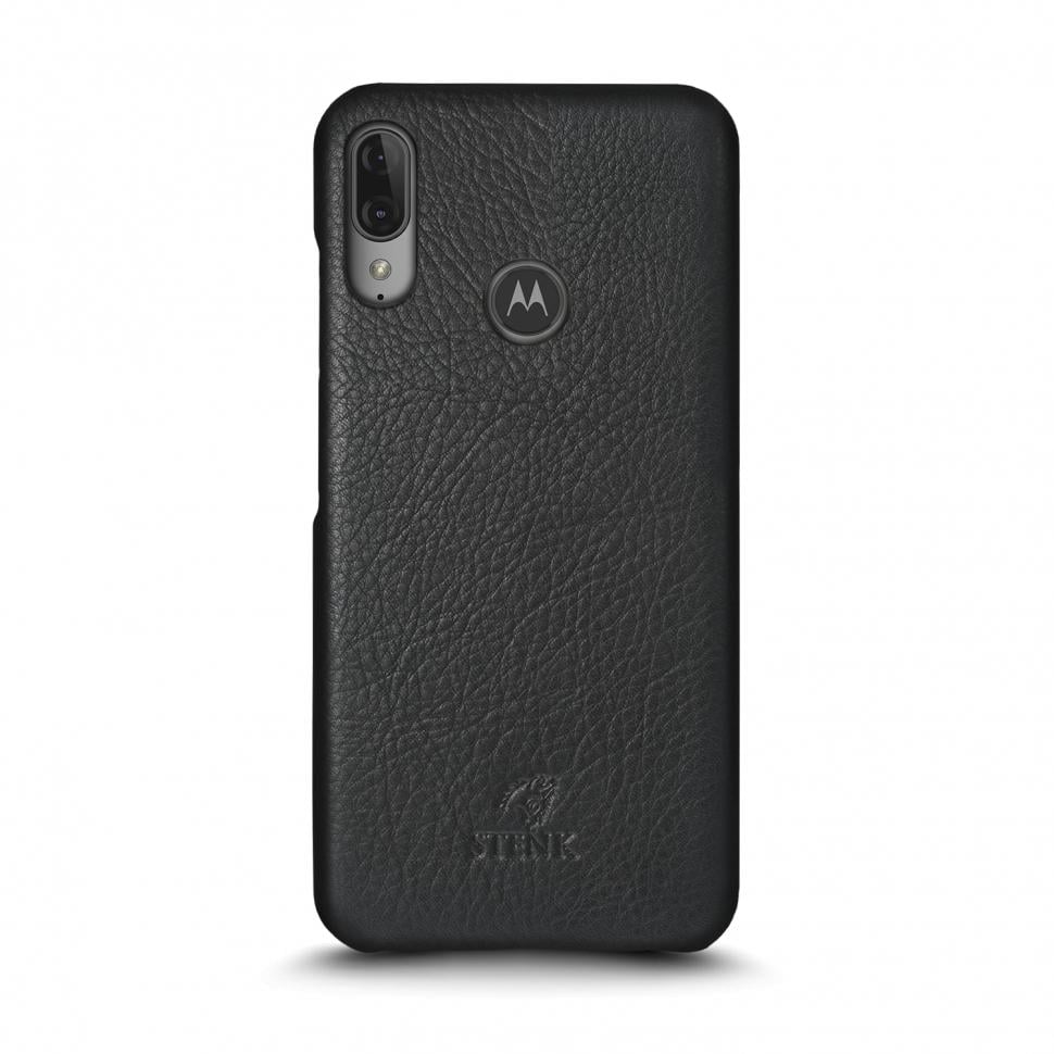 Кожаная накладка Stenk Cover для Motorola Moto E6 Plus Черный (69321)