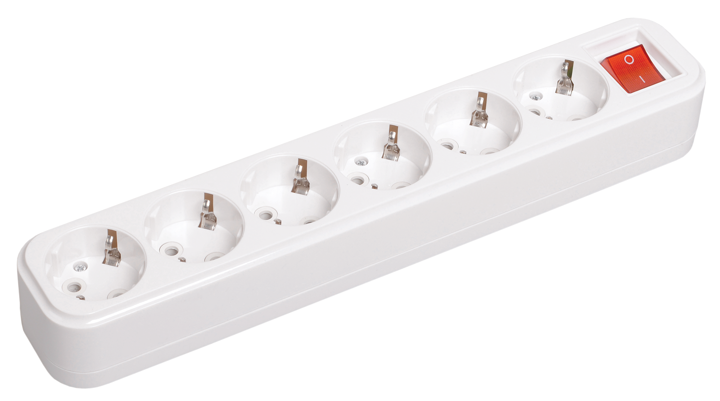 Розетка переносна УЕК К06В Classic 16A IP20 6 місць з вимикачем пластик (KYP11-16-06-00-ZK)