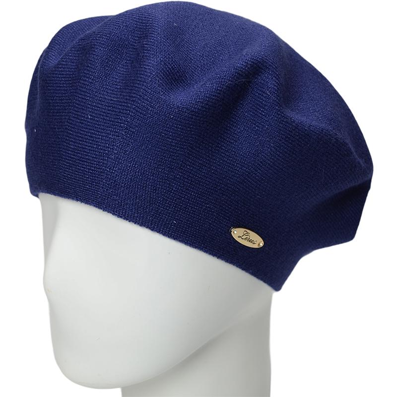 Берет женский двойной Novita Софи из вискозы теплый мягкий L р. 57-58 Синий