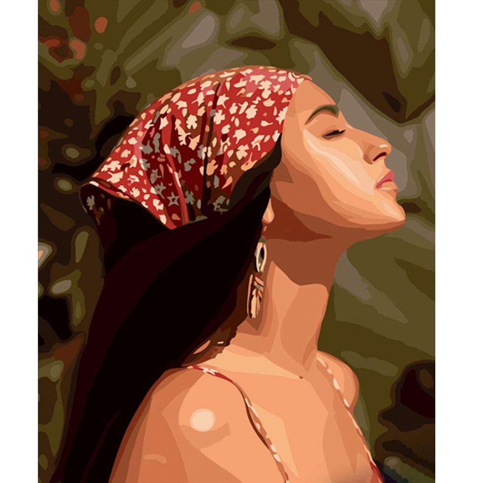 Картина по номерам Strateg Премиум Девушка в бандане 40x50 см (GS545)