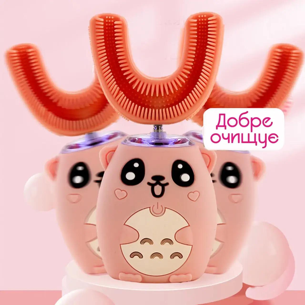 Зубна щітка-капа дитяча електрична U-подібна зі звуковими ефектами 8-15 років Рожевий (3856bf7e) - фото 3